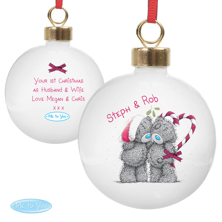 Personalised Me To You Couple Christmas Bauble - part of the Gifts Finder Personalised Christmas Baubles collection