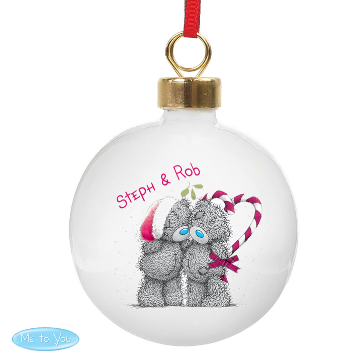 Personalised Me To You Couple Christmas Bauble - part of the Gifts Finder Personalised Christmas Baubles collection