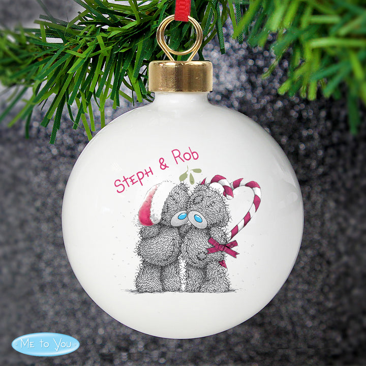 Personalised Me To You Couple Christmas Bauble - part of the Gifts Finder Personalised Christmas Baubles collection