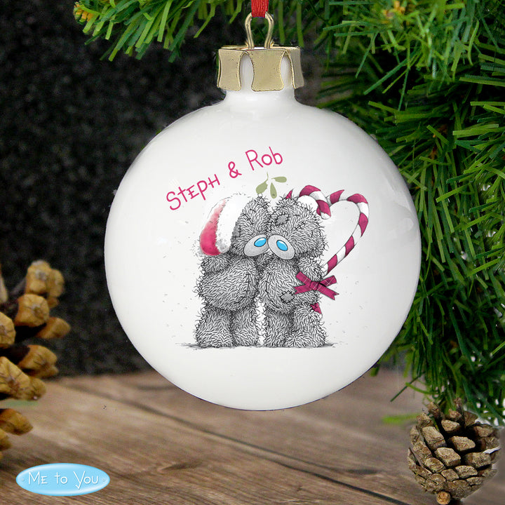 Personalised Me To You Couple Christmas Bauble - part of the Gifts Finder Personalised Christmas Baubles collection