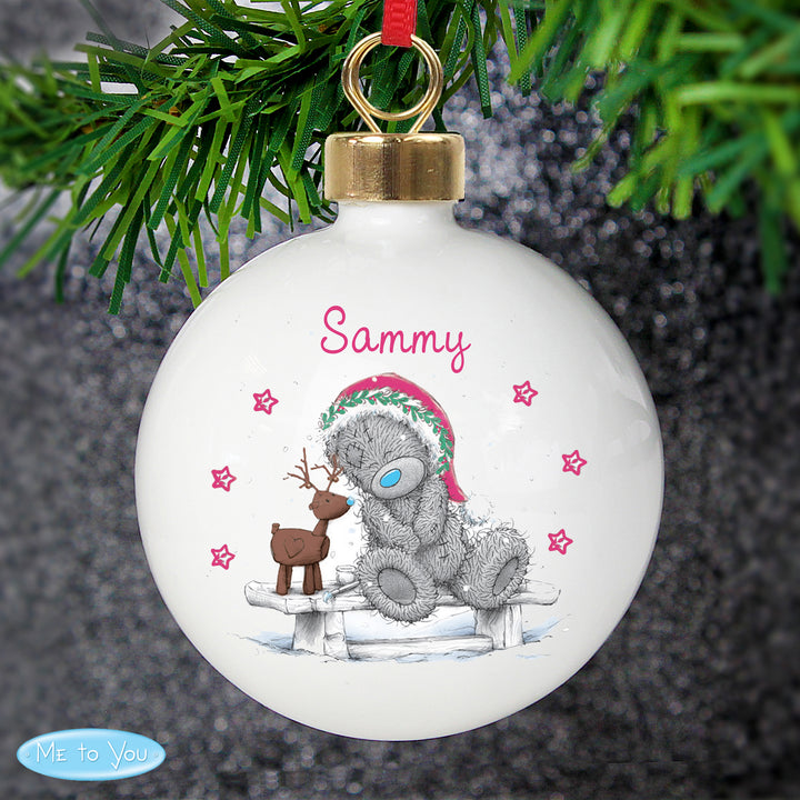 Personalised Me To You Reindeer Bauble - part of the Gifts Finder Personalised Baubles collection