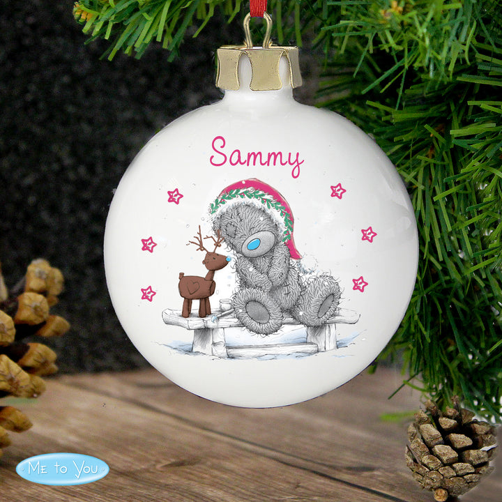 Personalised Me To You Reindeer Bauble - part of the Gifts Finder Personalised Baubles collection