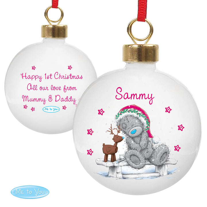 Personalised Me To You Reindeer Bauble - part of the Gifts Finder Personalised Baubles collection