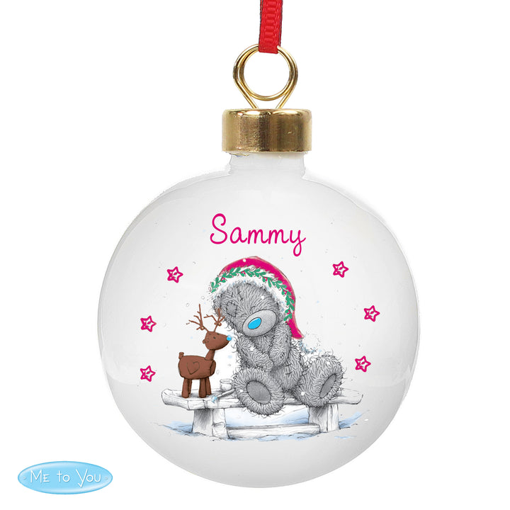 Personalised Me To You Reindeer Bauble - part of the Gifts Finder Personalised Baubles collection