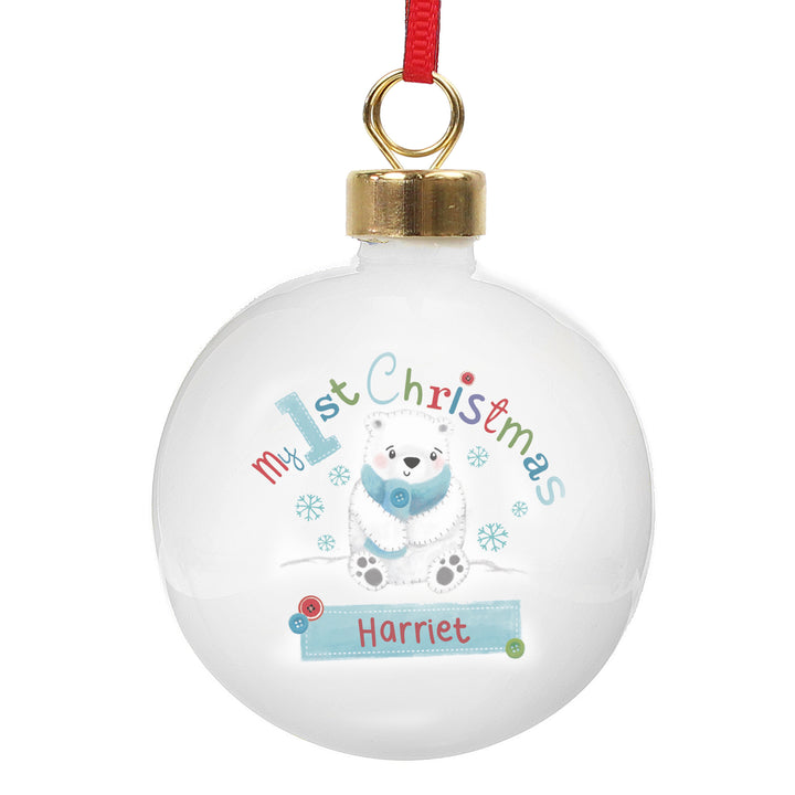 Buy Personalised Polar Bear My 1st Chistmas Bauble at www.giftsfinder.co.uk