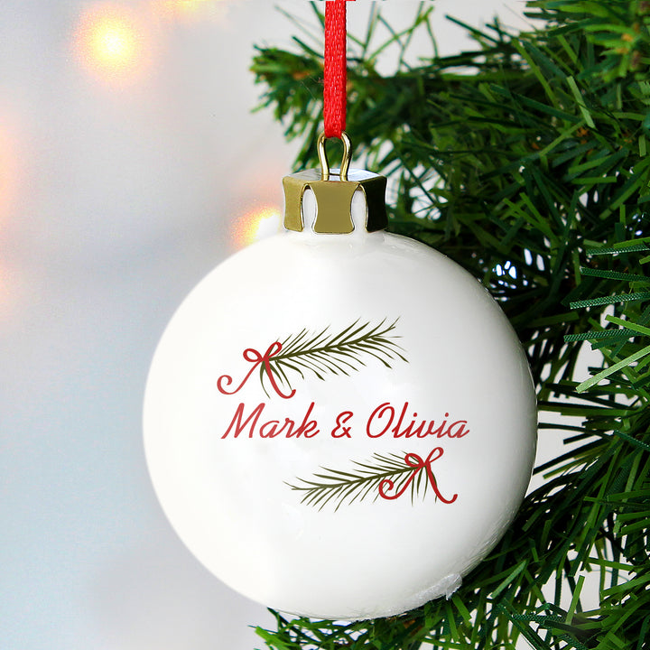 Buy Personalised Seasonal Sprig Bauble at www.giftsfinder.co.uk