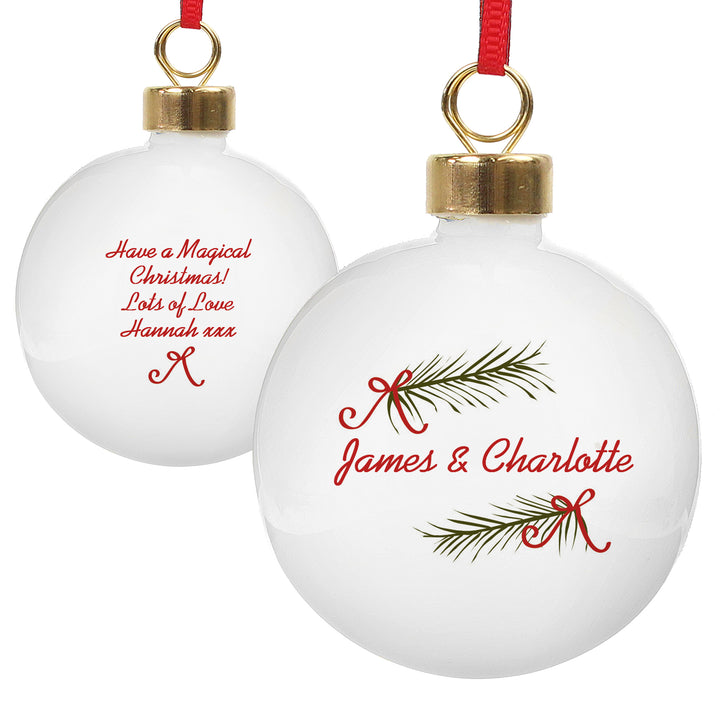 Buy Personalised Seasonal Sprig Bauble at www.giftsfinder.co.uk