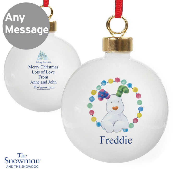 Buy Personalised The Snowdog Bauble at www.giftsfinder.co.uk