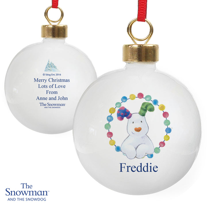 Buy Personalised The Snowdog Bauble at www.giftsfinder.co.uk