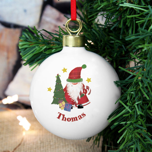 Buy Personalised Tartan Santa Bauble at www.giftsfinder.co.uk