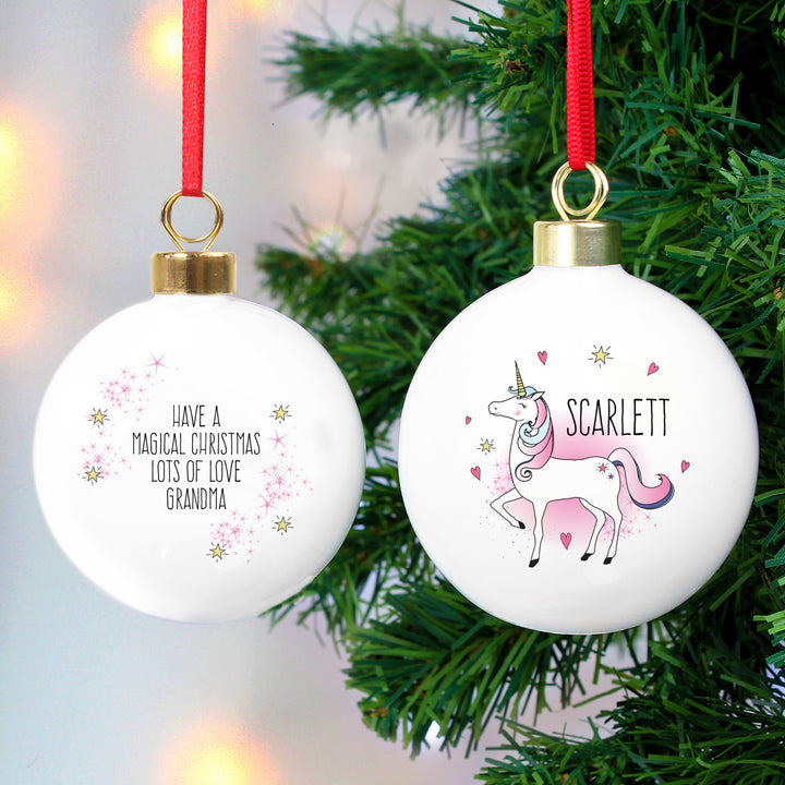 Buy Personalised Unicorn Bauble at www.giftsfinder.co.uk