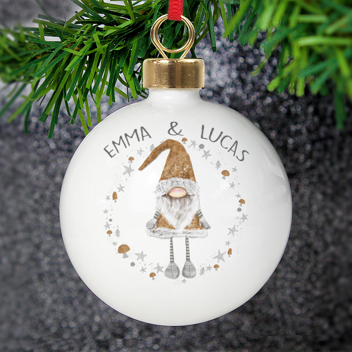 Buy Personalised Scandinavian Christmas Gnome Bauble at www.giftsfinder.co.uk