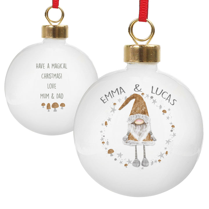 Buy Personalised Scandinavian Christmas Gnome Bauble at www.giftsfinder.co.uk