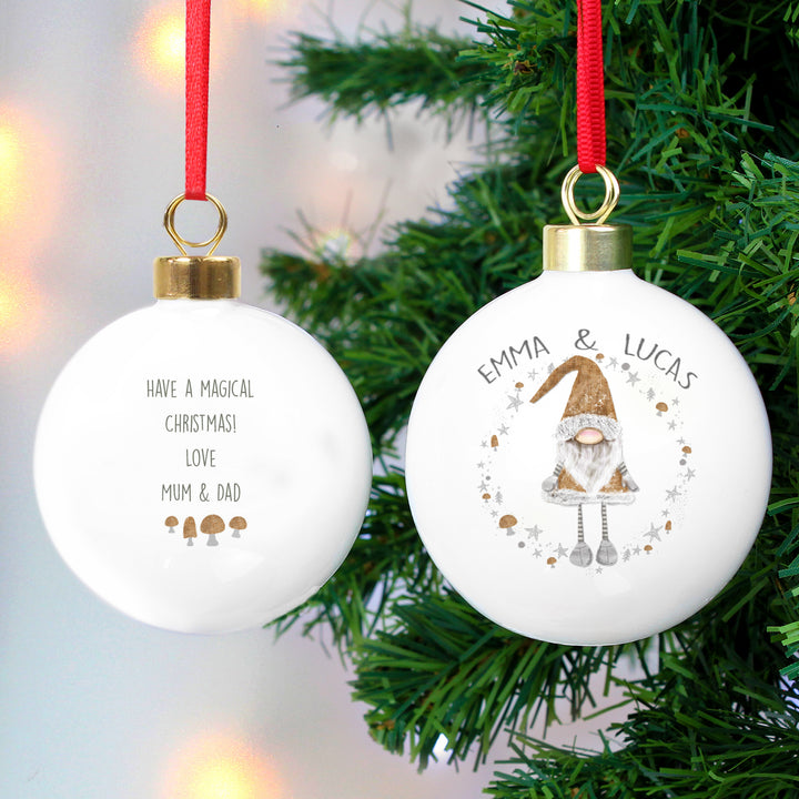 Buy Personalised Scandinavian Christmas Gnome Bauble at www.giftsfinder.co.uk