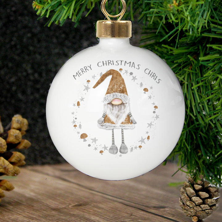 Buy Personalised Scandinavian Christmas Gnome Bauble at www.giftsfinder.co.uk