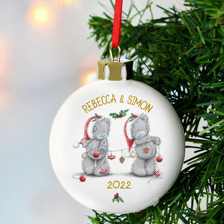 Personalised Me To You Christmas Couple's Bauble - part of the Gifts Finder Personalised Christmas Baubles collection