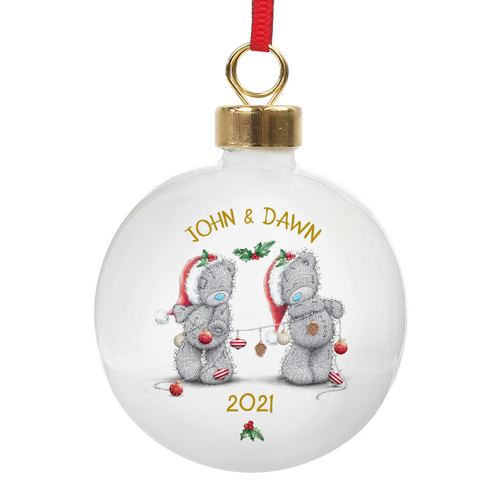 Personalised Me To You Christmas Couple's Bauble - part of the Gifts Finder Personalised Christmas Baubles collection