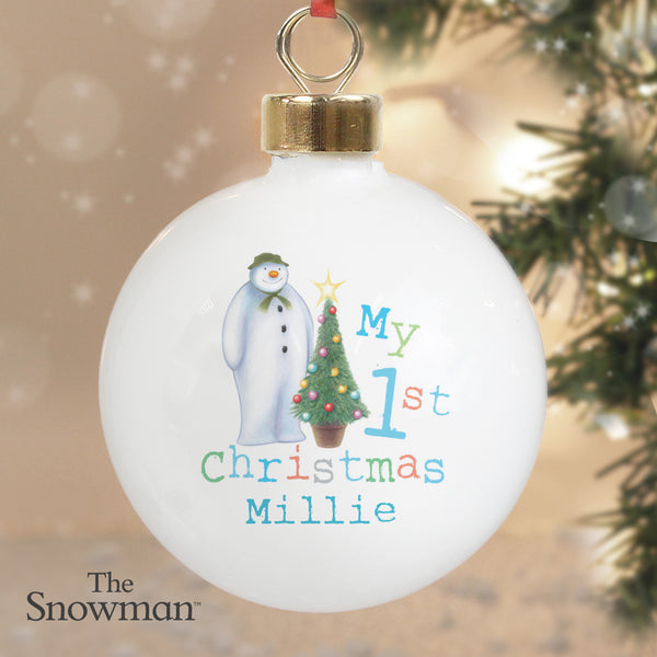 Buy Personalised The Snowman My 1st Christmas Bauble at www.giftsfinder.co.uk