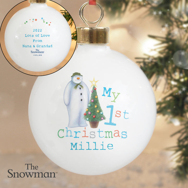 Buy Personalised The Snowman My 1st Christmas Bauble at www.giftsfinder.co.uk