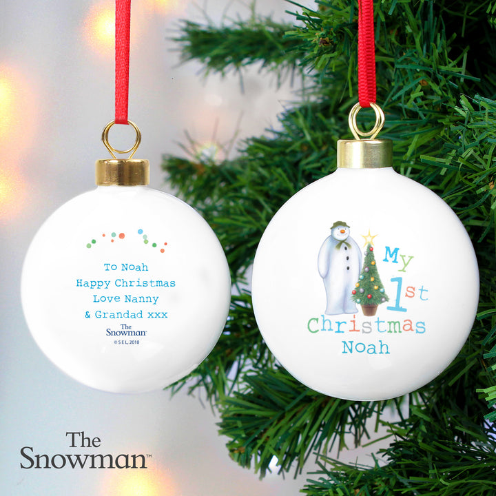 Buy Personalised The Snowman My 1st Christmas Bauble at www.giftsfinder.co.uk