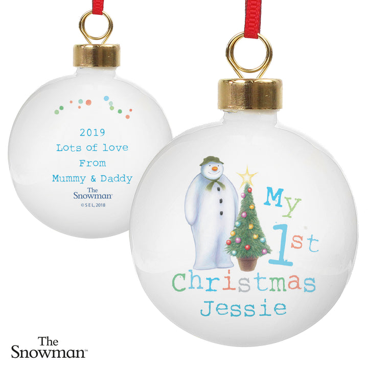 Buy Personalised The Snowman My 1st Christmas Bauble at www.giftsfinder.co.uk