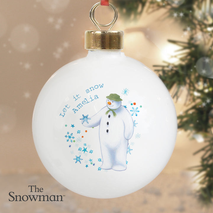 Buy Personalised The Snowman Let it Snow Bauble at www.giftsfinder.co.uk