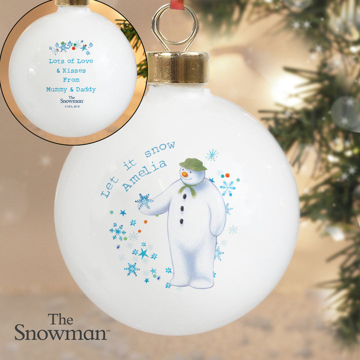 Buy Personalised The Snowman Let it Snow Bauble at www.giftsfinder.co.uk