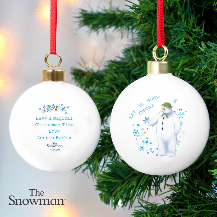 Buy Personalised The Snowman Let it Snow Bauble at www.giftsfinder.co.uk