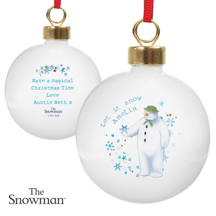 Buy Personalised The Snowman Let it Snow Bauble at www.giftsfinder.co.uk