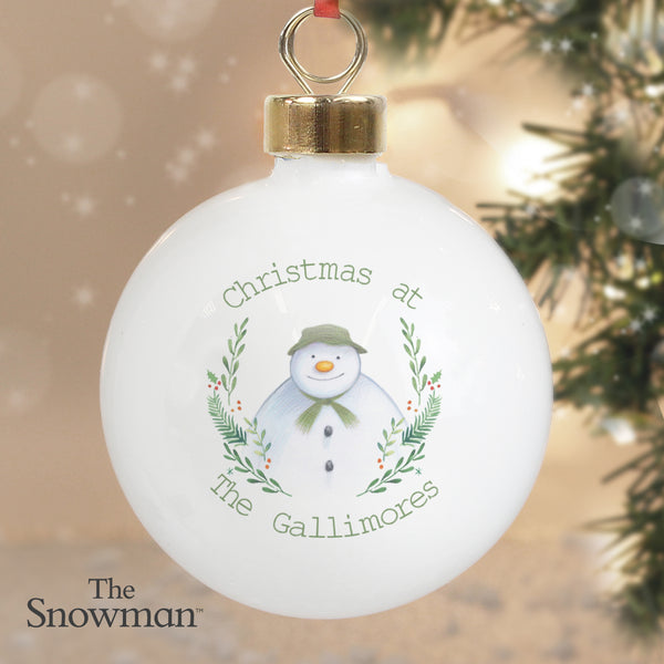 Buy Personalised The Snowman Winter Garden Bauble at www.giftsfinder.co.uk