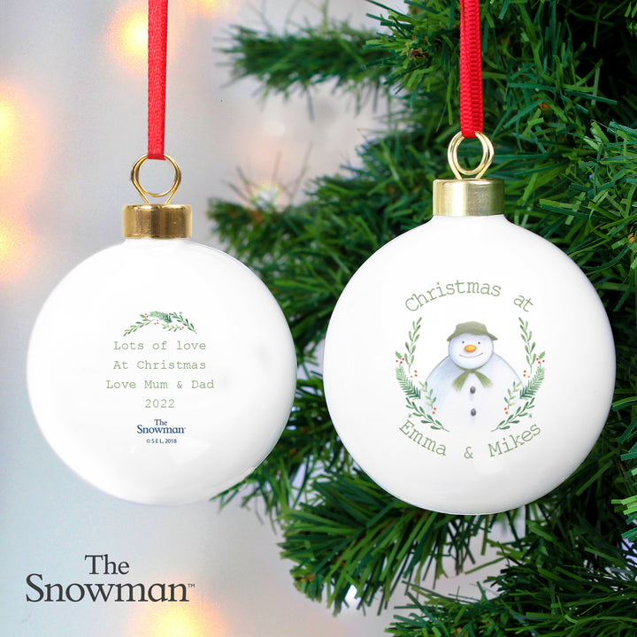 Buy Personalised The Snowman Winter Garden Bauble at www.giftsfinder.co.uk