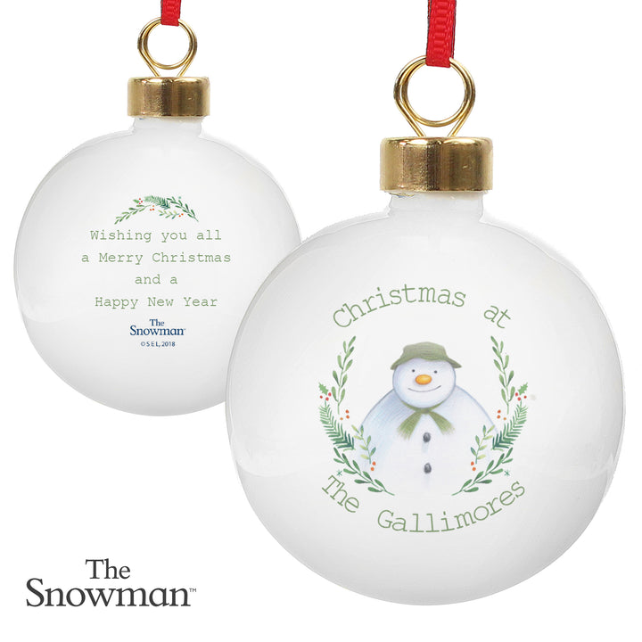 Buy Personalised The Snowman Winter Garden Bauble at www.giftsfinder.co.uk