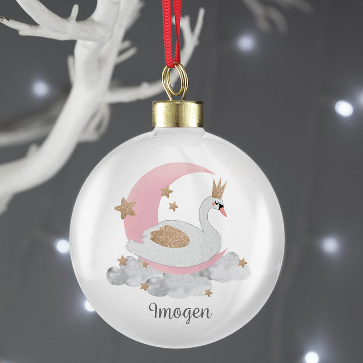 Buy Personalised Swan Lake Bauble at www.giftsfinder.co.uk