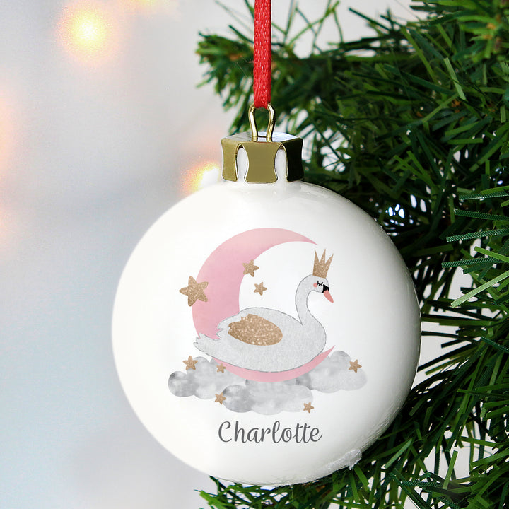 Buy Personalised Swan Lake Bauble at www.giftsfinder.co.uk