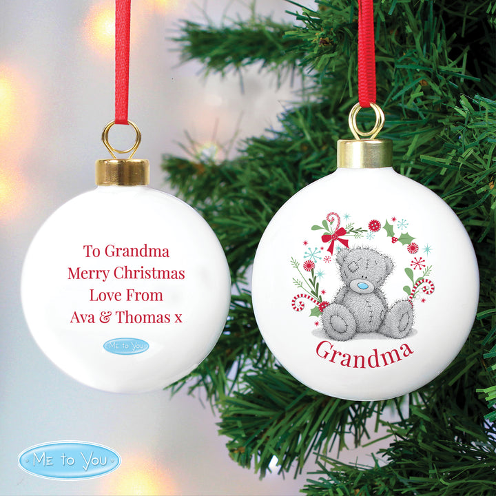 Personalised Me To You 'For Nan, Grandma, Mum' Christmas Bauble - part of the Gifts Finder Personalised Christmas Baubles collection