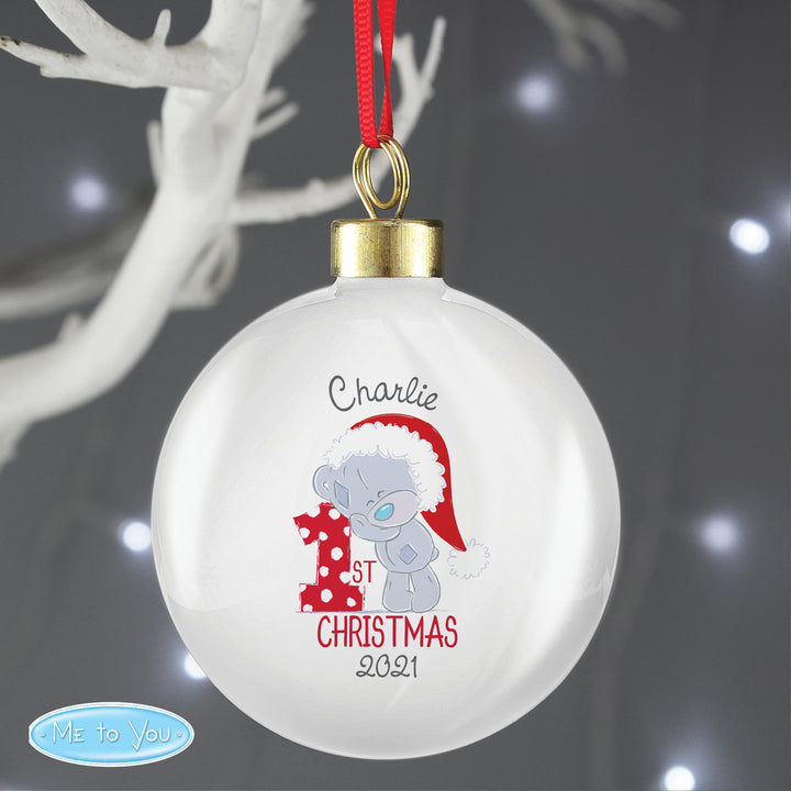 Personalised Tiny Tatty Teddy 'My 1st Christmas' Bauble - part of the Gifts Finder Personalised Christmas Baubles collection