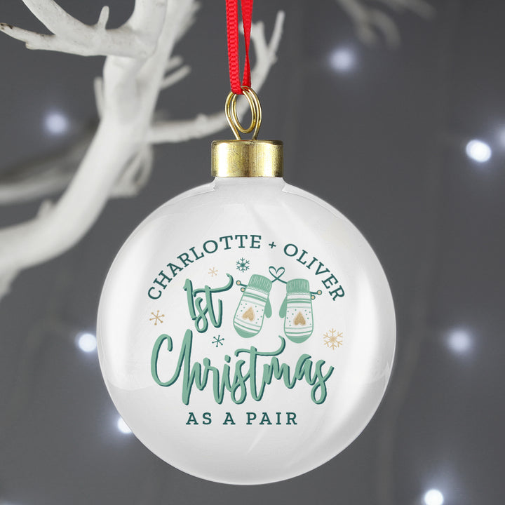 Personalised '1st Christmas As A Couple' Christmas Tree Bauble - part of the Gifts Finder Personalised Christmas Baubles collection