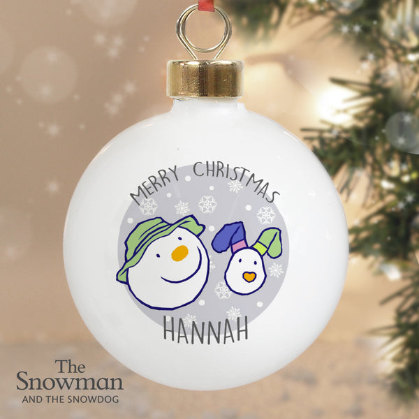 Personalised The Snowman And The Snowdog Bauble