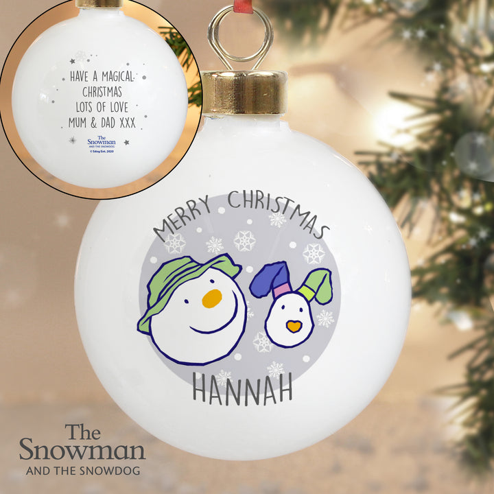 Buy Personalised The Snowman and the Snowdog Bauble at www.giftsfinder.co.uk