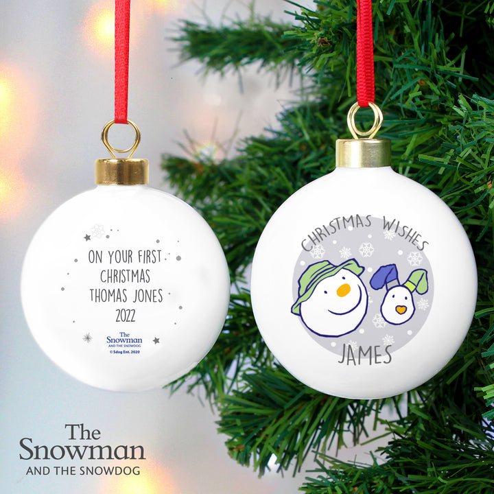 Buy Personalised The Snowman and the Snowdog Bauble at www.giftsfinder.co.uk