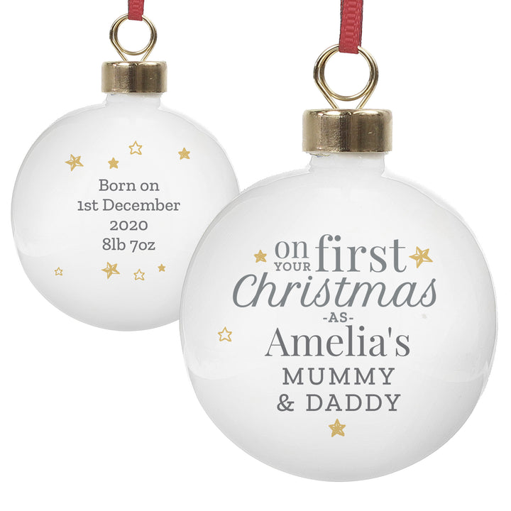 Personalised 'First Christmas As' Bauble - part of the Gifts Finder Personalised Christmas Baubles collection