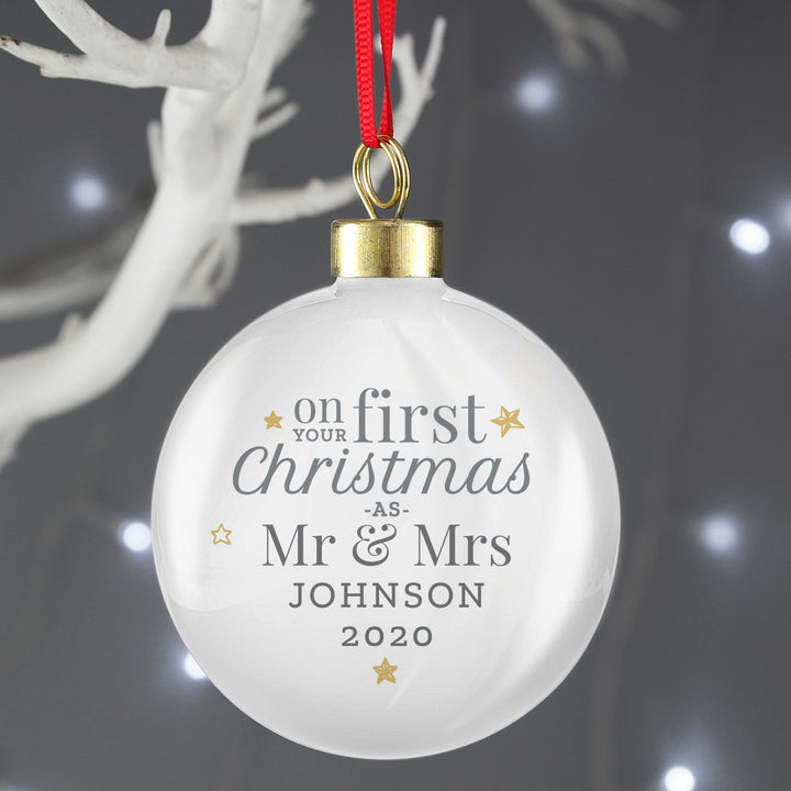 Personalised 'First Christmas As' Bauble - part of the Gifts Finder Personalised Christmas Baubles collection