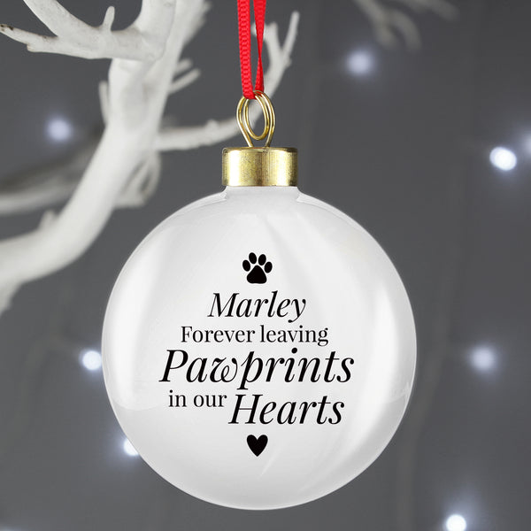 Buy Personalised Pawprints Memorial Bauble at www.giftsfinder.co.uk