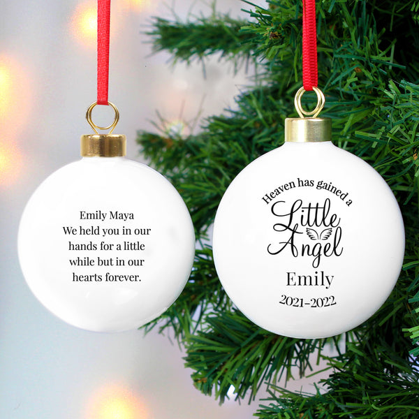 Buy Personalised Little Angel Memorial Bauble available now at www.giftsfinder.co.uk