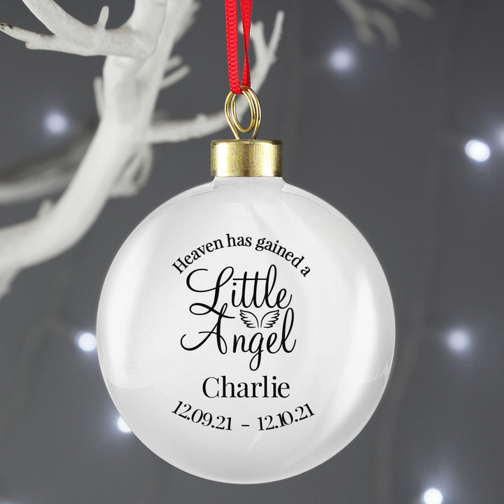 Personalised Little Angel Memorial Bauble - part of the Gifts Finder Personalised Baubles collection