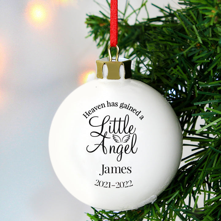 Personalised Little Angel Memorial Bauble - part of the Gifts Finder Personalised Baubles collection