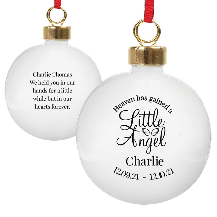 Personalised Little Angel Memorial Bauble - part of the Gifts Finder Personalised Baubles collection