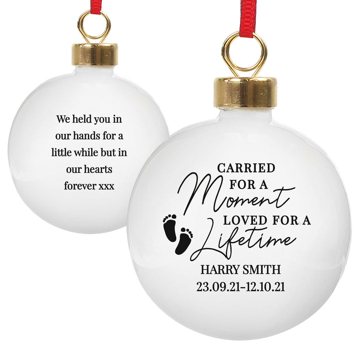 Buy Personalised Carried For A Moment Bauble available now at www.giftsfinder.co.uk