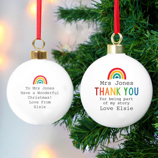 Personalised Rainbow Thank You Bauble in gift category Personalised Baubles