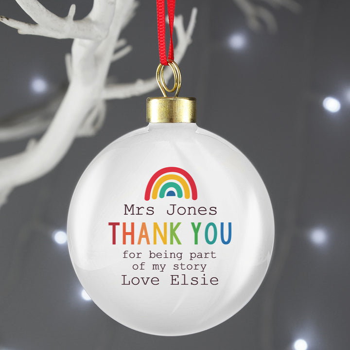 Personalised Rainbow Thank You Bauble in gift category Personalised Baubles